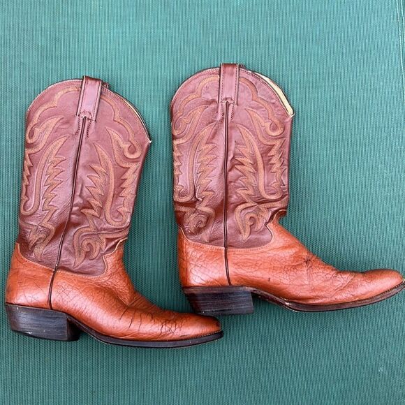 Justin Boots Vintage men’s Western Cowboy Size 19.5D Style 1443 USA Camel - Picture 3 of 11